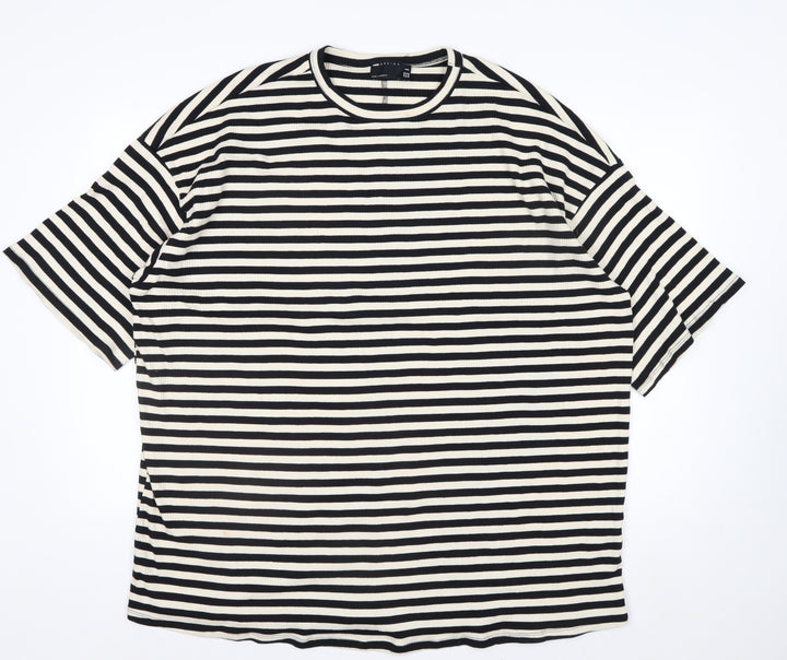 ASOS Design Petite Women's Black Stripe Cotton T-Shirt UK 8