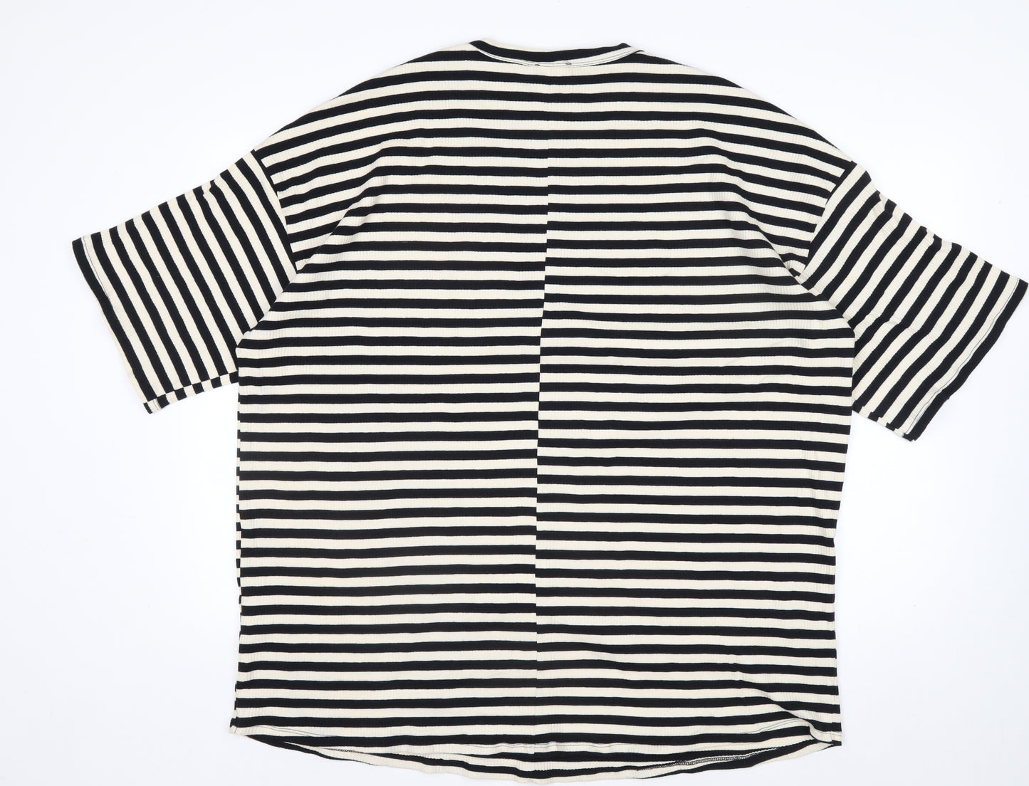 ASOS Design Petite Women's Black Stripe Cotton T-Shirt UK 8