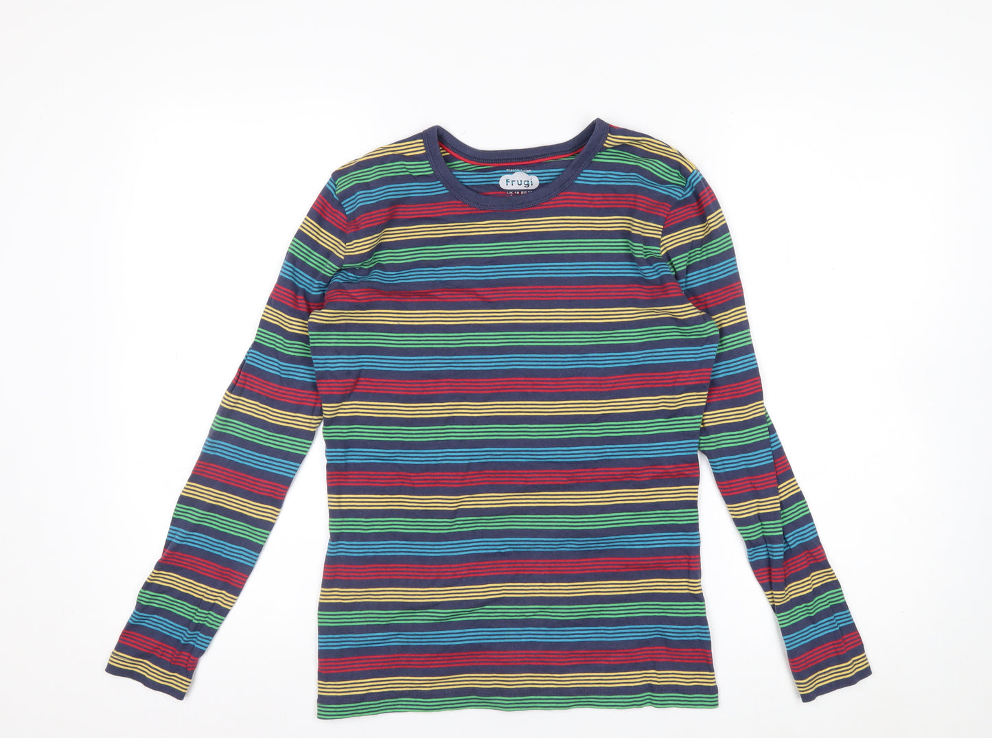 Frugi Women’s Multicoloured Striped Organic Cotton Long Sleeve T-Shirt Size 10