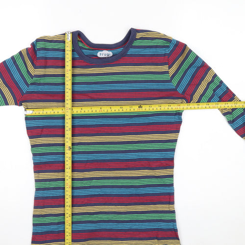 Frugi Women’s Multicoloured Striped Organic Cotton Long Sleeve T-Shirt Size 10