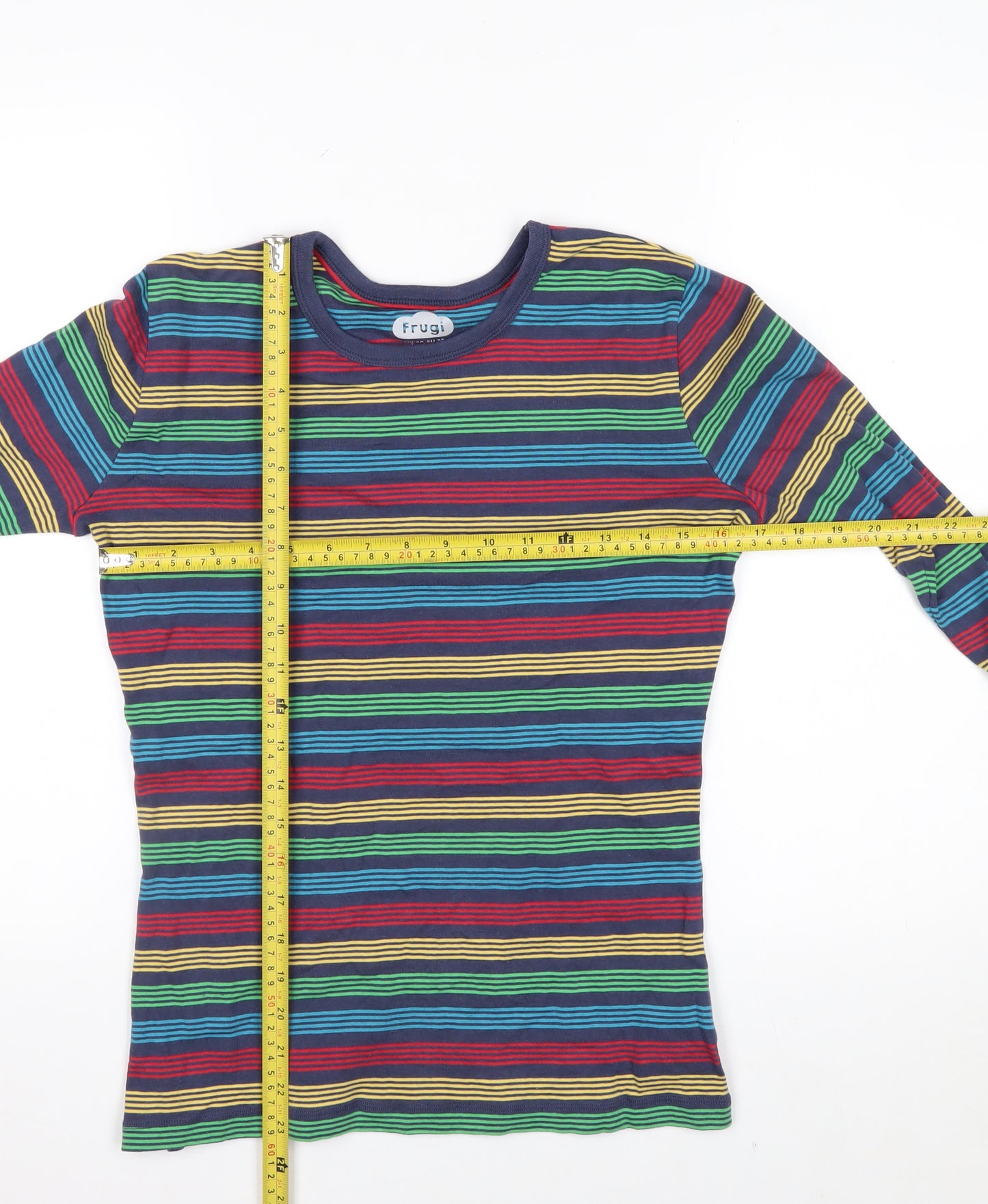 Frugi Women’s Multicoloured Striped Organic Cotton Long Sleeve T-Shirt Size 10