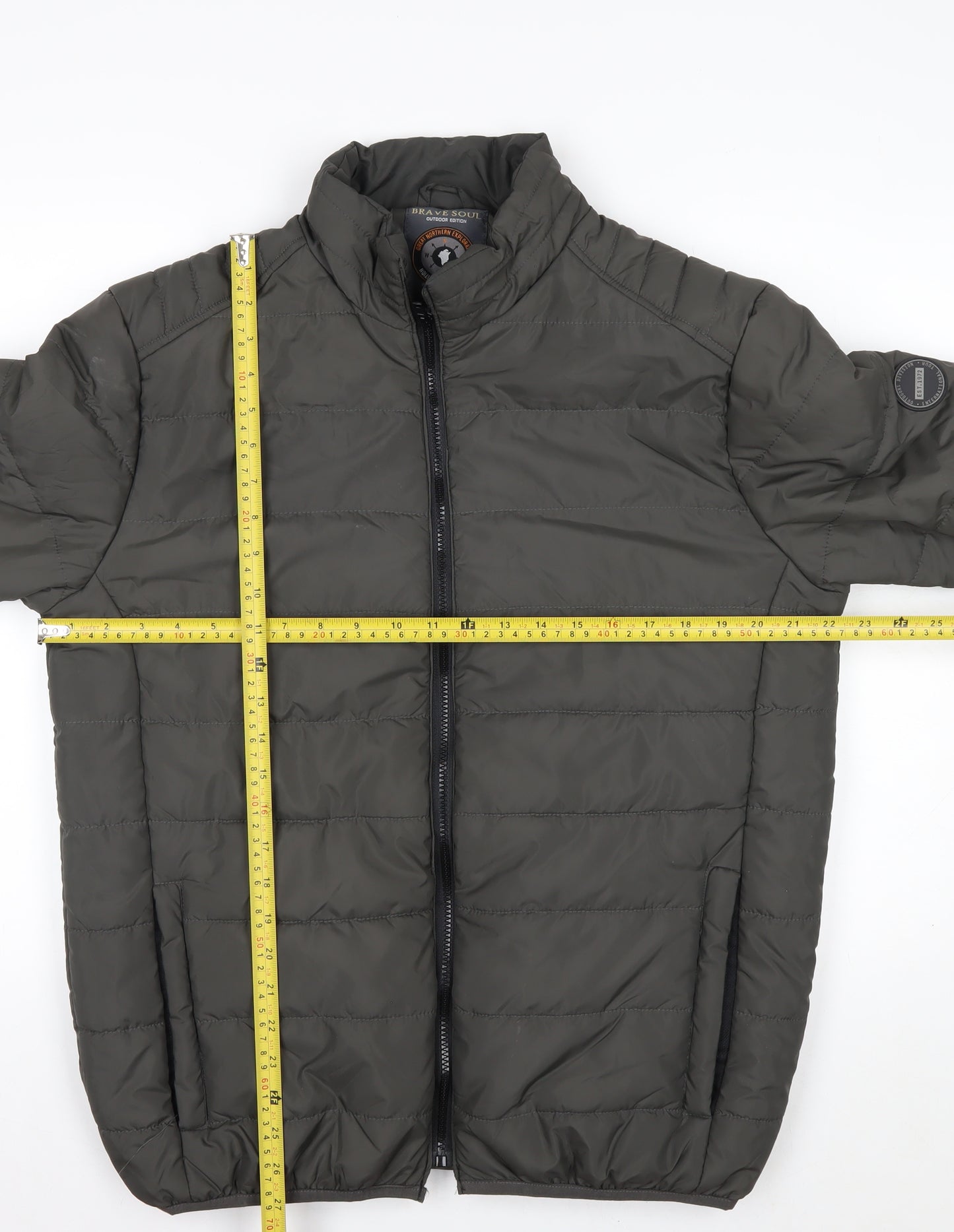 Brave Soul Men's Green XL Puffer Jacket Outdoor Style