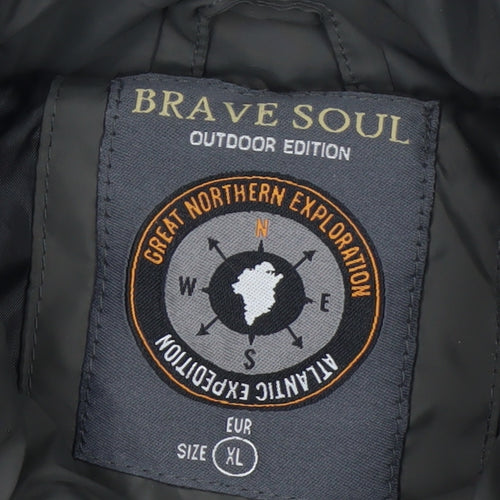 Brave Soul Men's Green XL Puffer Jacket Outdoor Style