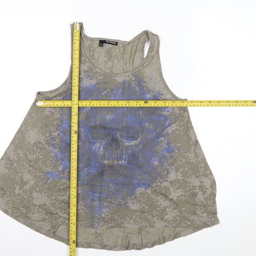 The Kooples Womens Khaki Skull Print Tank Top XS Relaxed Fit