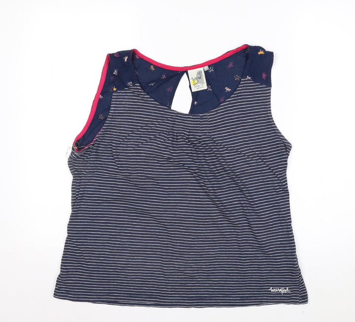 Weird Fish Women's Blue Striped Tank Top Size 18 Cotton Blend