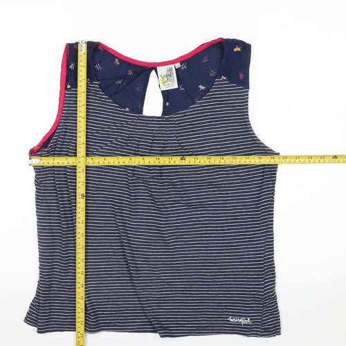 Weird Fish Women's Blue Striped Tank Top Size 18 Cotton Blend