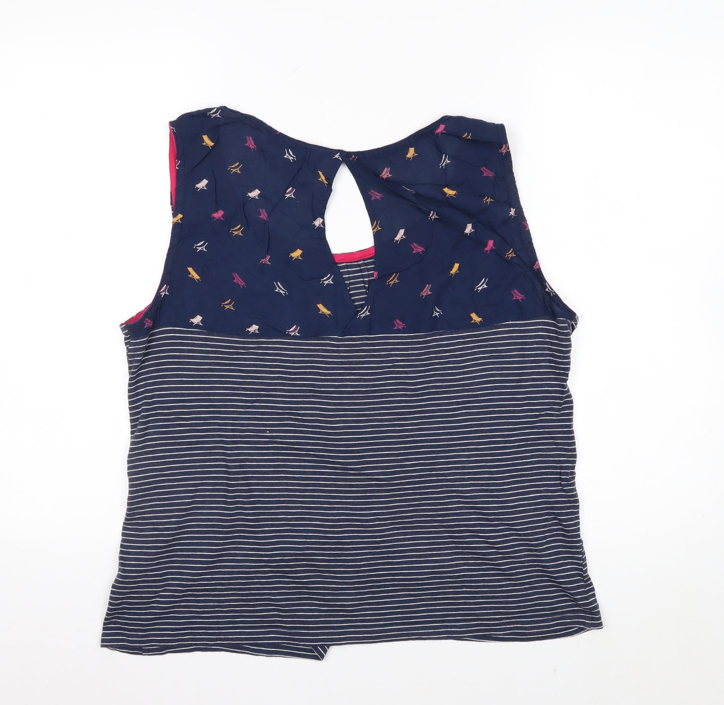 Weird Fish Women's Blue Striped Tank Top Size 18 Cotton Blend