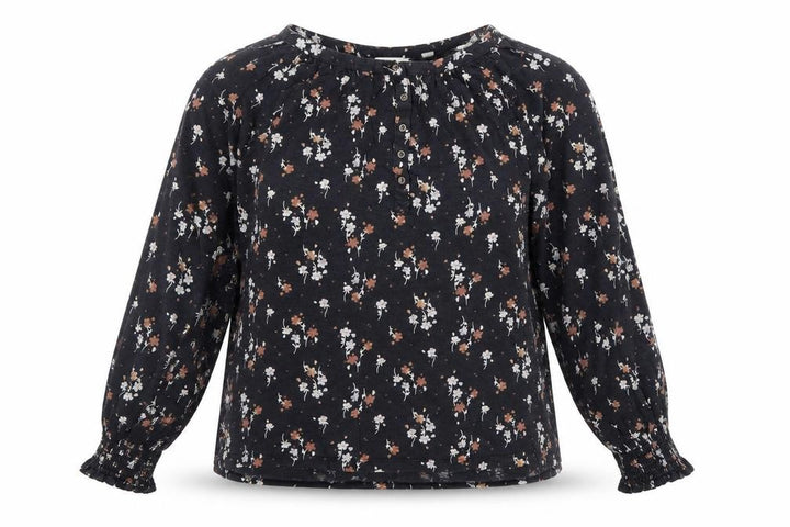 FatFace Women's Black Floral Long Sleeve Tunic Blouse Size 12