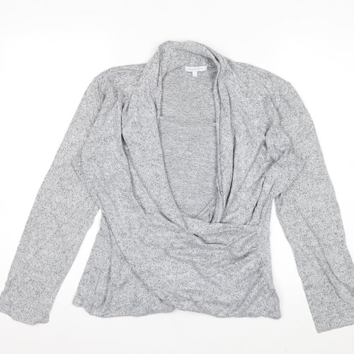 Deane & White Women's Grey Wrap Blouse Size M Long Sleeve