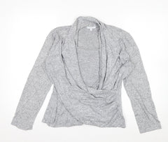 Deane & White Women's Grey Wrap Blouse Size M Long Sleeve