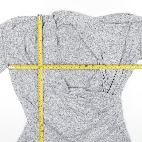 Deane & White Women's Grey Wrap Blouse Size M Long Sleeve