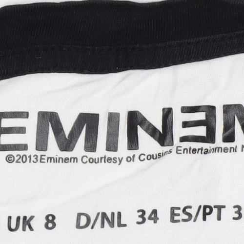 Eminem Mens White Black Slim Shady Graphic T-Shirt Size S