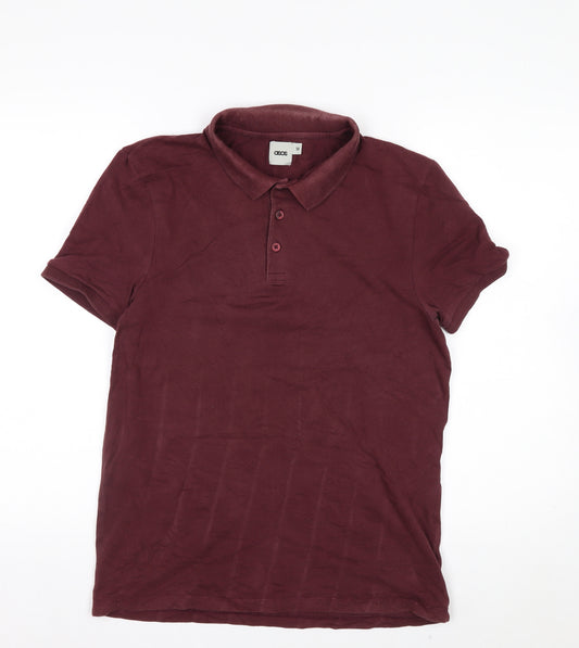ASOS Men’s Red Cotton Stretch Polo Shirt Size M Regular Fit