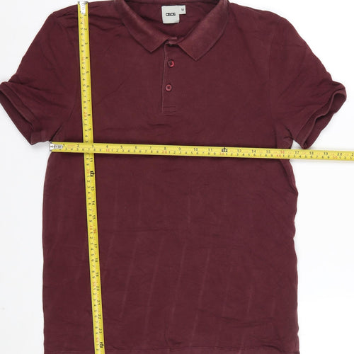 ASOS Men’s Red Cotton Stretch Polo Shirt Size M Regular Fit