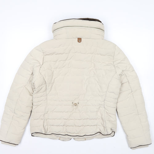 Marks and Spencer Women’s Beige Size 14 Puffer Jacket with Detachable Faux Fur Trim