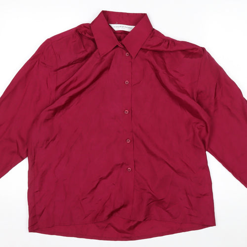 Malina Wong Women Red Silk Button-Up Long Sleeve Shirt Size 10