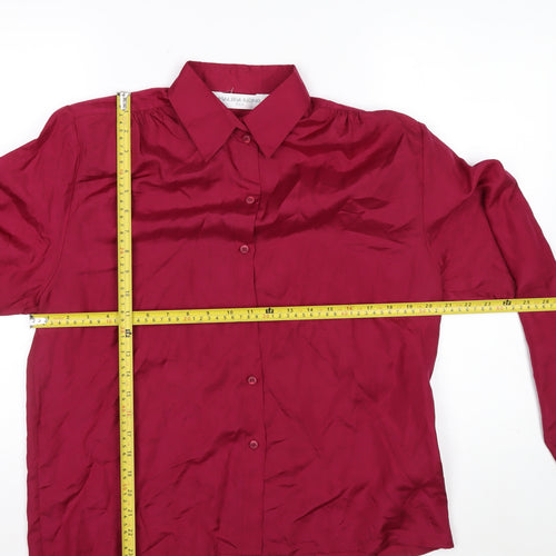 Malina Wong Women Red Silk Button-Up Long Sleeve Shirt Size 10