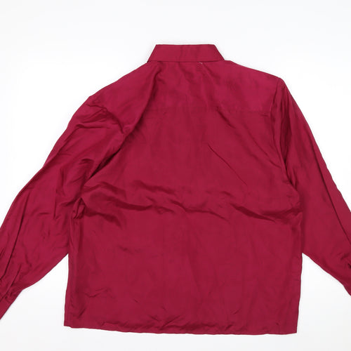 Malina Wong Women Red Silk Button-Up Long Sleeve Shirt Size 10