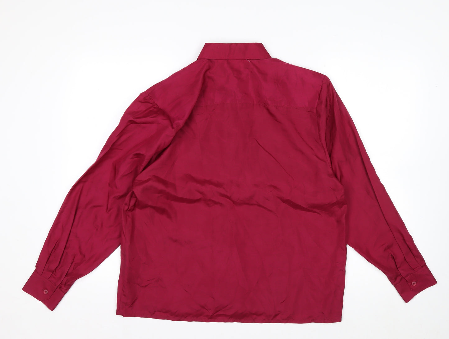 Malina Wong Women Red Silk Button-Up Long Sleeve Shirt Size 10