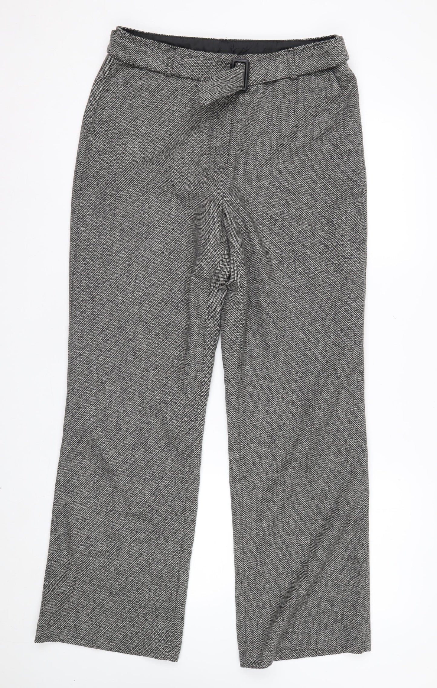 Marks and Spencer Women Grey Wool Blend Straight Leg Trousers UK 12