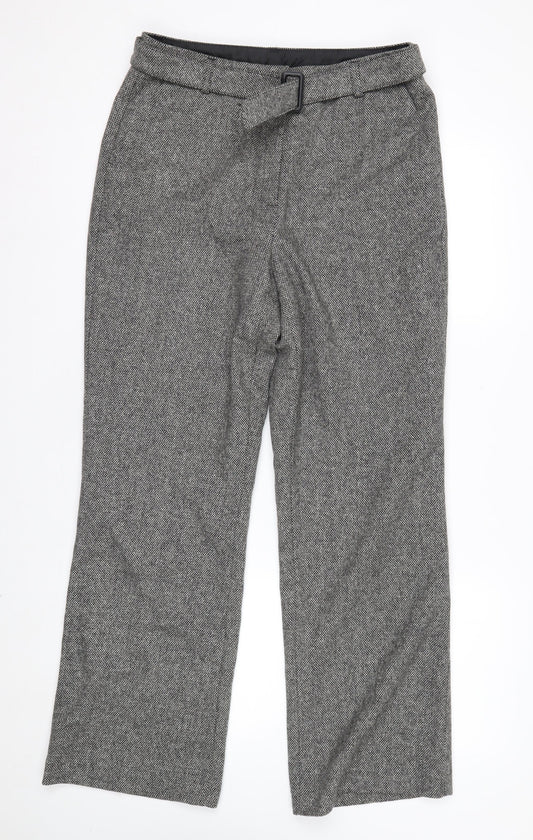 Marks and Spencer Women Grey Wool Blend Straight Leg Trousers UK 12