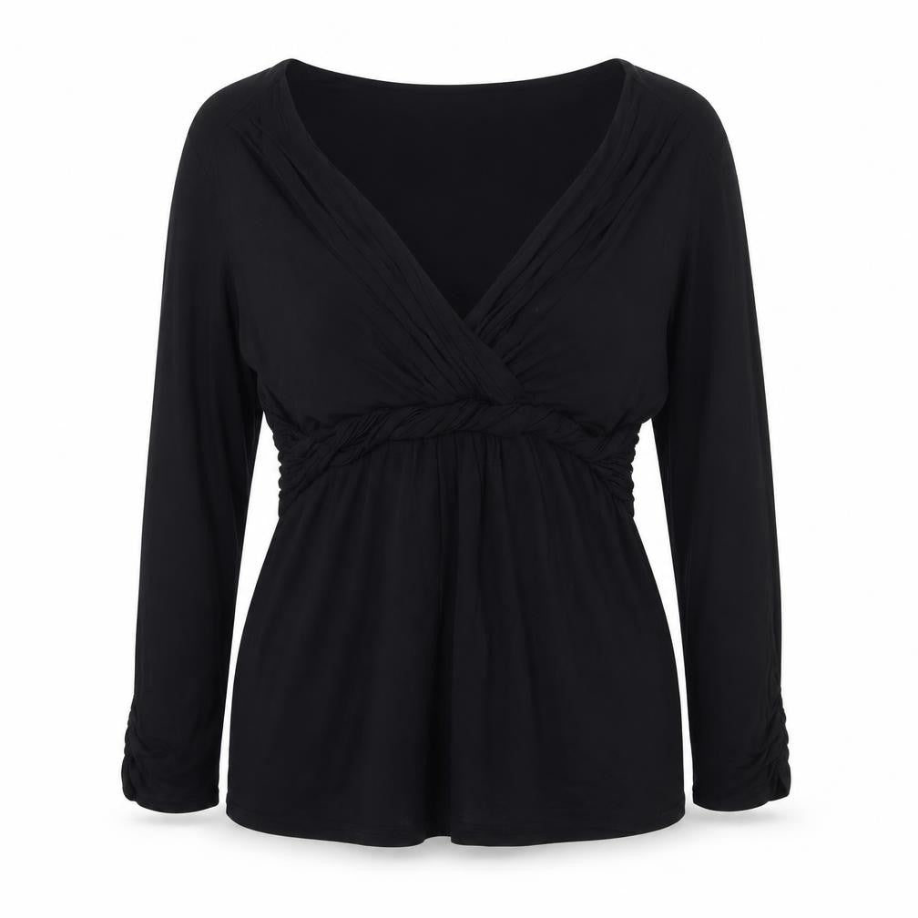 Coast Women’s Black Wrap Blouse Size 14 Lyocell Long Sleeve Top