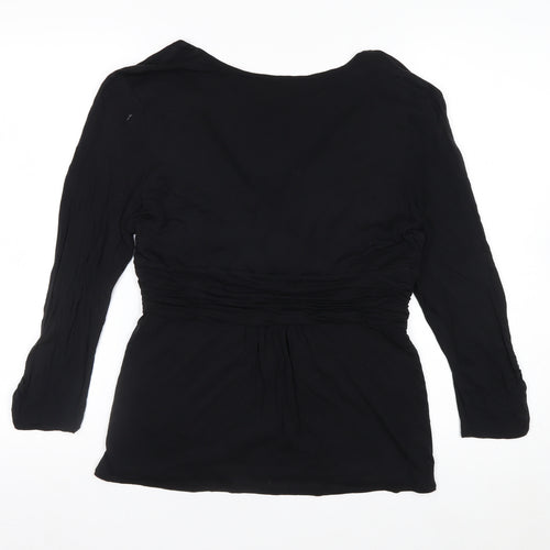 Coast Women’s Black Wrap Blouse Size 14 Lyocell Long Sleeve Top