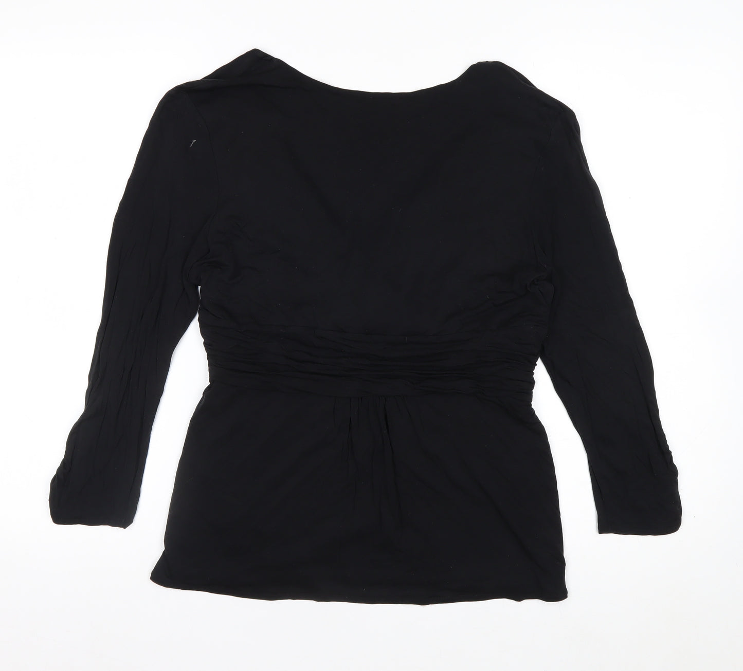 Coast Women’s Black Wrap Blouse Size 14 Lyocell Long Sleeve Top
