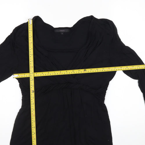 Coast Women’s Black Wrap Blouse Size 14 Lyocell Long Sleeve Top