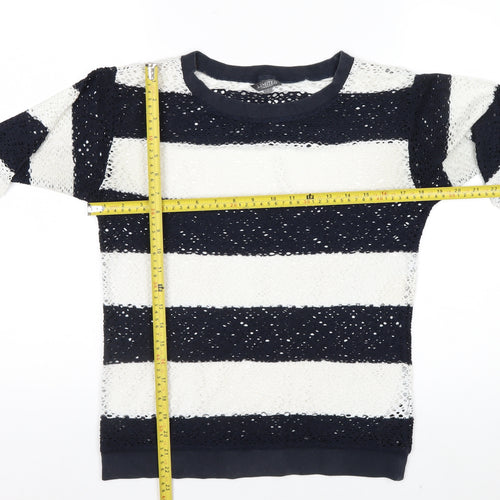 Marks and Spencer Women’s Blue Striped Lace 3/4 Sleeve T-Shirt Size 8