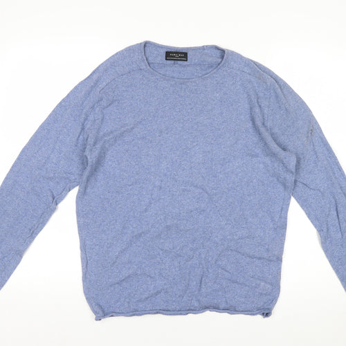 Zara Man Blue Cotton Crew Neck Men’s M Pullover Jumper