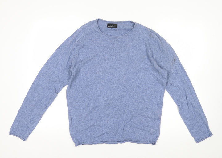 Zara Man Blue Cotton Crew Neck Men’s M Pullover Jumper