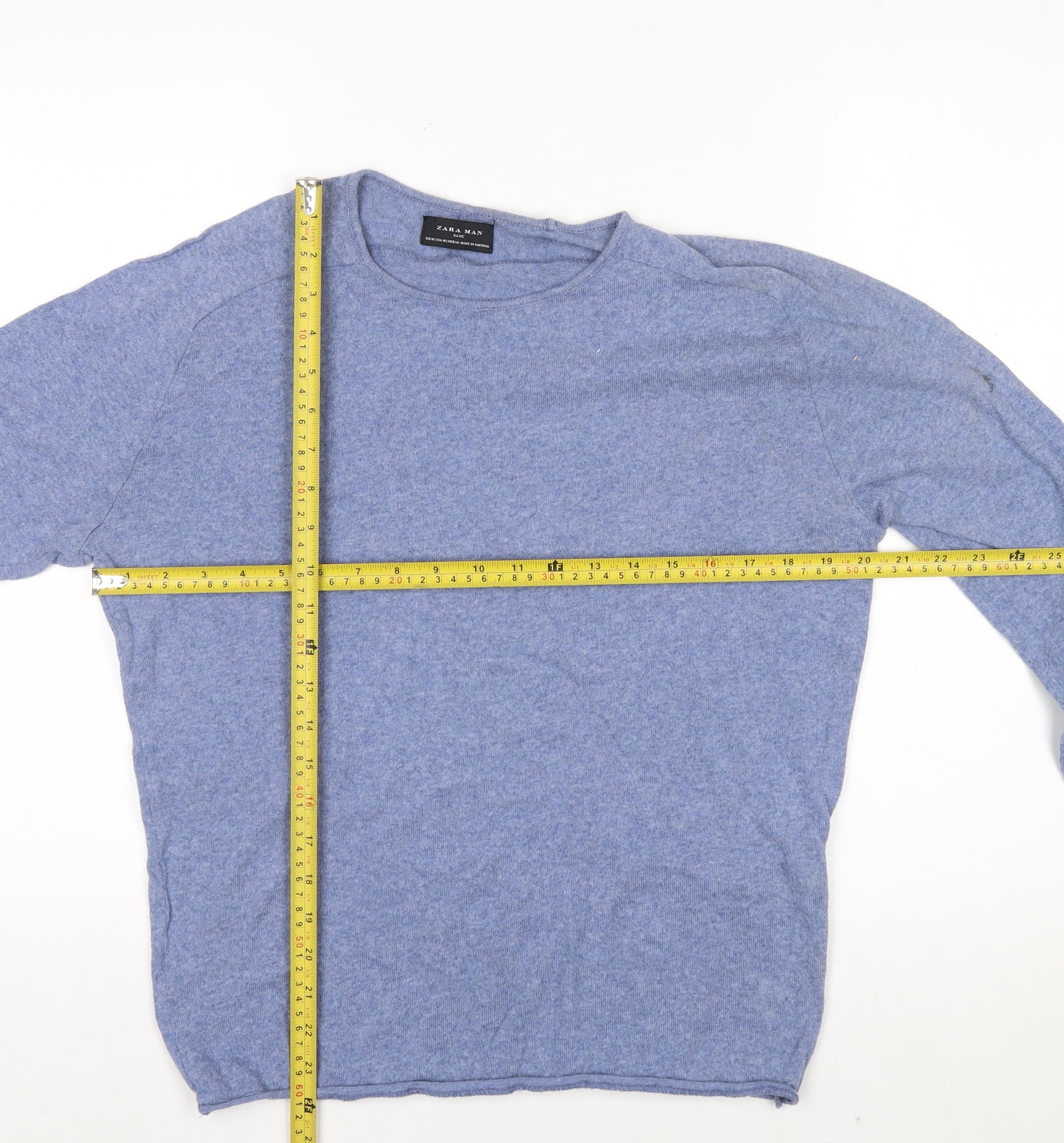 Zara Man Blue Cotton Crew Neck Men’s M Pullover Jumper