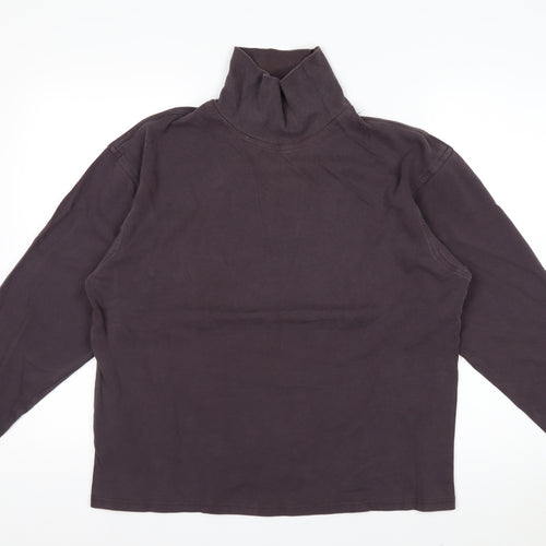 EWM Men’s Brown Cotton Roll Neck Long Sleeve Casual Top Size L