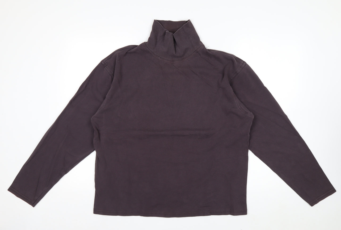 EWM Men’s Brown Cotton Roll Neck Long Sleeve Casual Top Size L