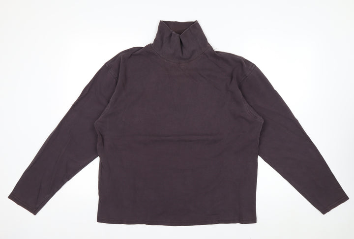 EWM Men’s Brown Cotton Roll Neck Long Sleeve Casual Top Size L