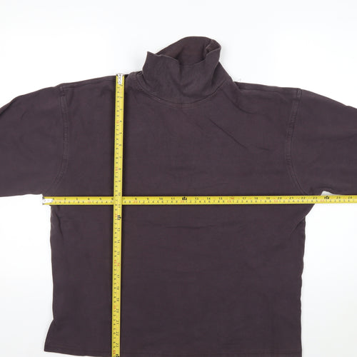 EWM Men’s Brown Cotton Roll Neck Long Sleeve Casual Top Size L