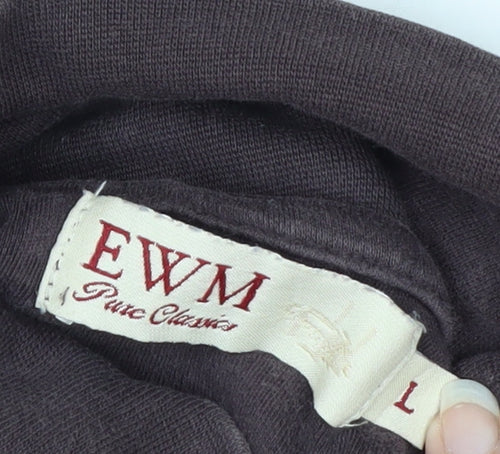 EWM Men’s Brown Cotton Roll Neck Long Sleeve Casual Top Size L