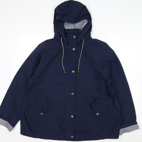 Fat Face Women's Blue Waterproof Hooded Rain Coat Jacket Size 16