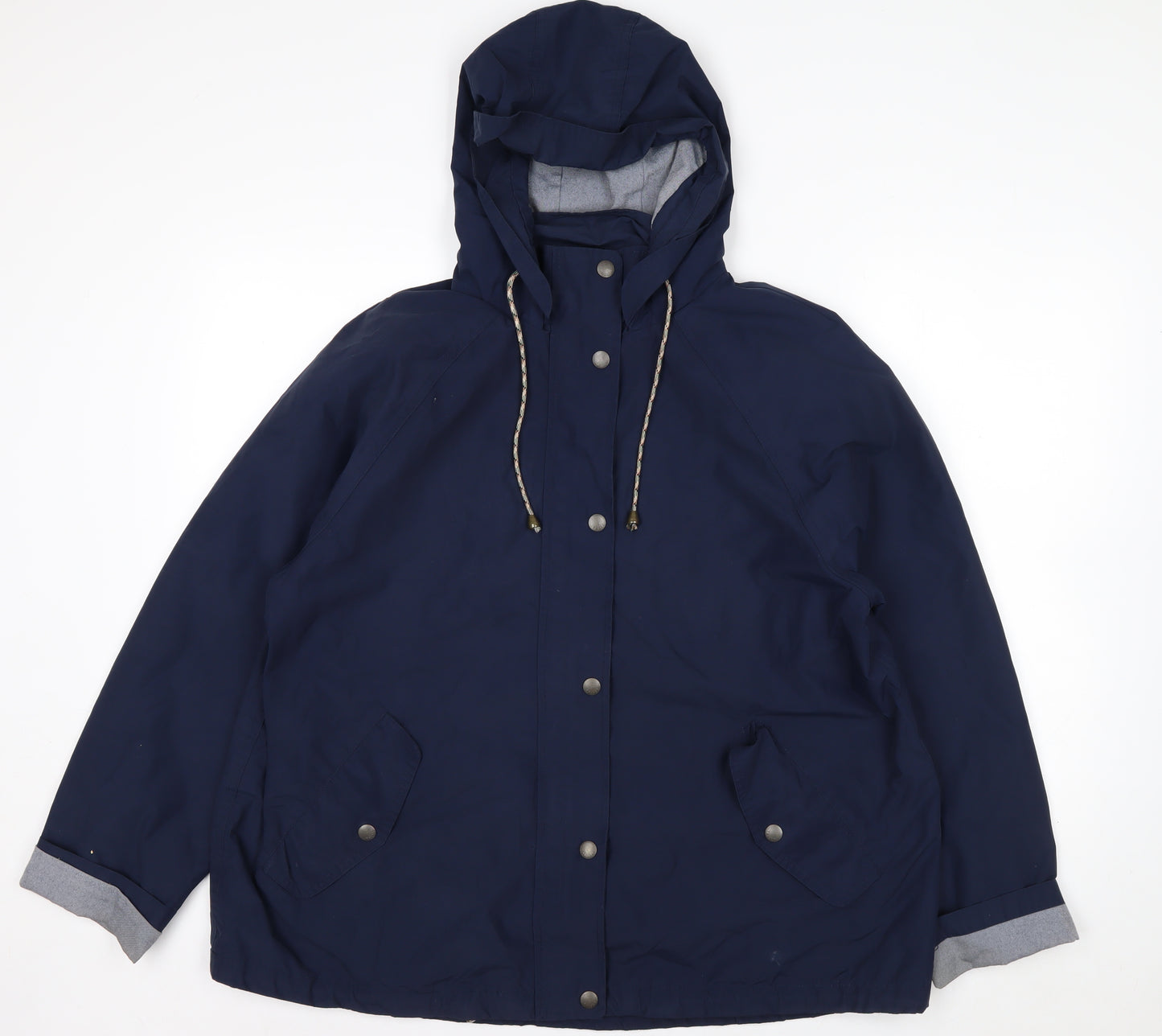 Fat Face Women's Blue Waterproof Hooded Rain Coat Jacket Size 16