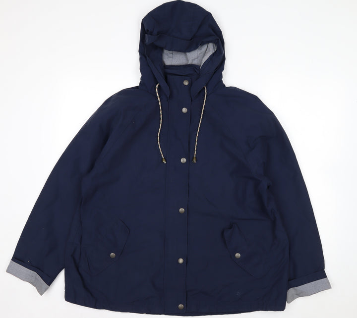 Fat Face Women's Blue Waterproof Hooded Rain Coat Jacket Size 16