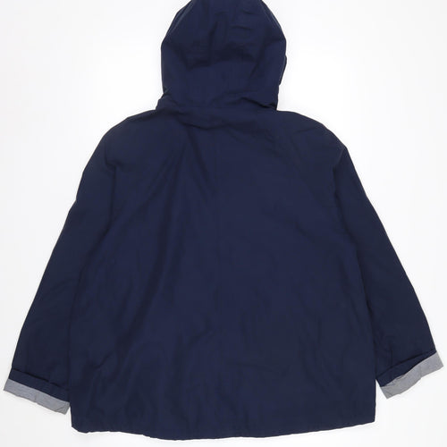 Fat Face Women's Blue Waterproof Hooded Rain Coat Jacket Size 16
