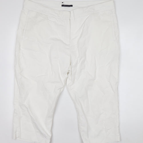 Marks and Spencer Women’s White Size 20 Cropped Cotton Stretch Trousers