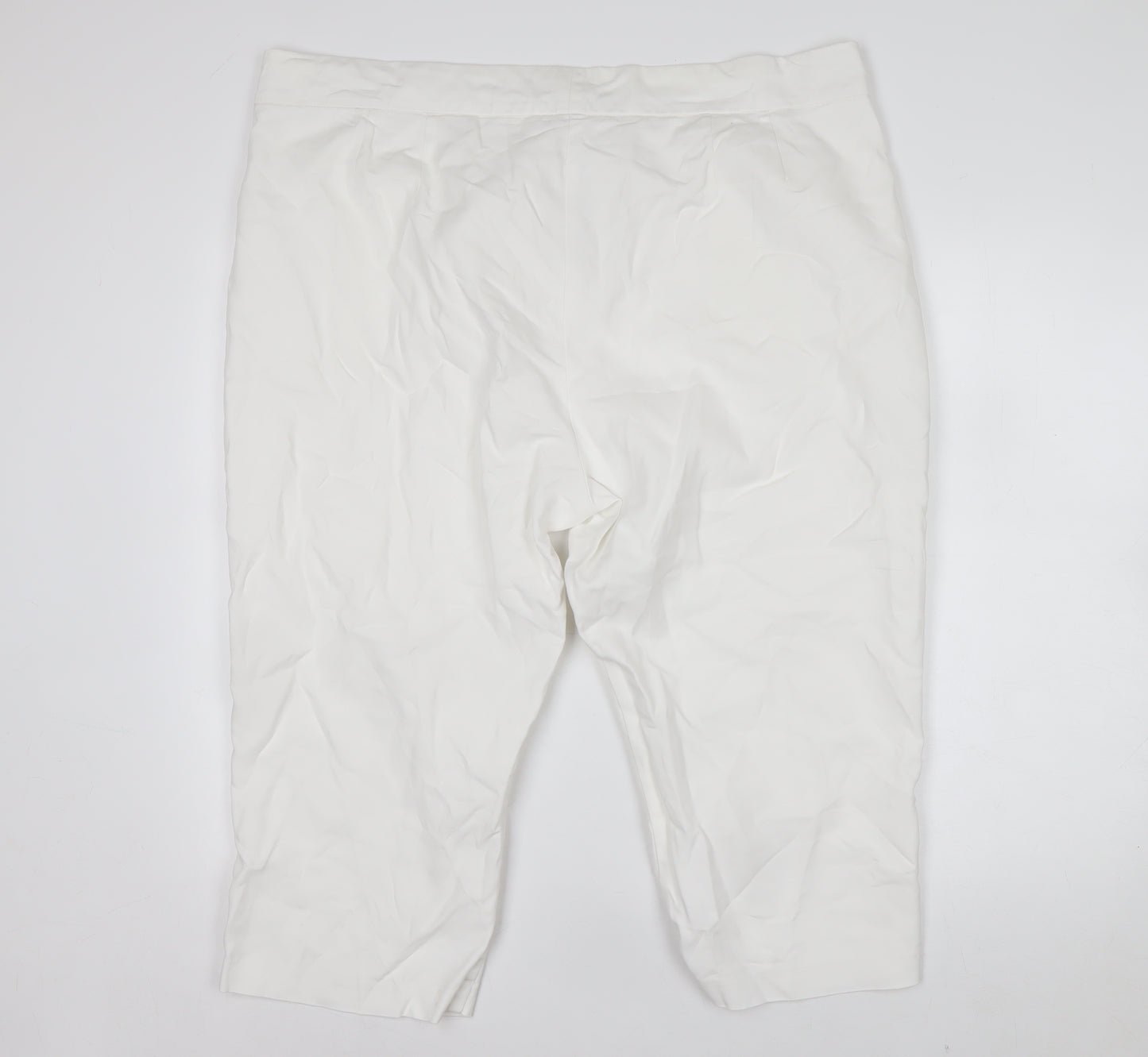 Marks and Spencer Women’s White Size 20 Cropped Cotton Stretch Trousers