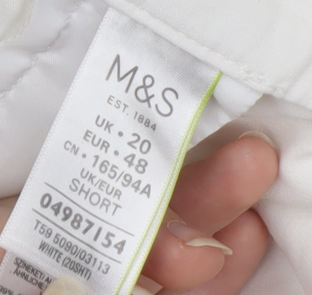 Marks and Spencer Women’s White Size 20 Cropped Cotton Stretch Trousers