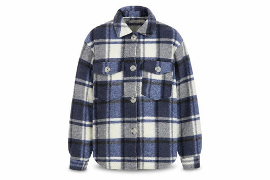 MNG Men's Blue Checked Flannel Shirt Jacket Size M