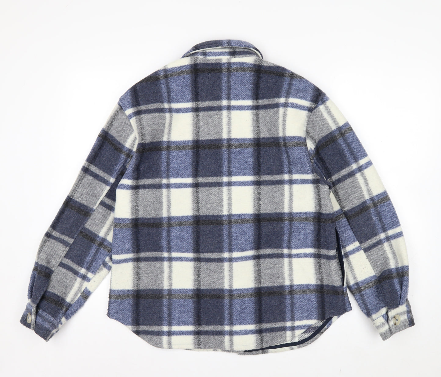 MNG Men's Blue Checked Flannel Shirt Jacket Size M