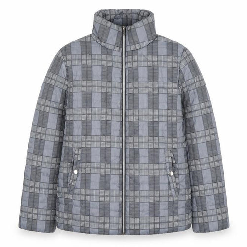 Tu Woman Grey Check Puffer Jacket Size 12 Regular Fit Mid-Length