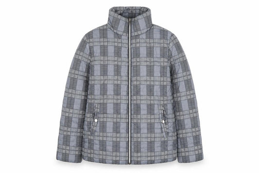 Tu Woman Grey Check Puffer Jacket Size 12 Regular Fit Mid-Length