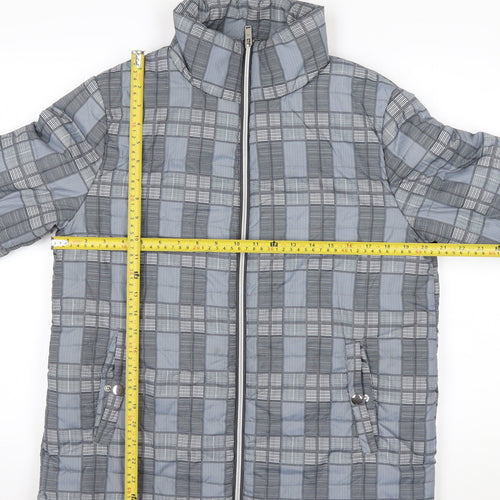 Tu Woman Grey Check Puffer Jacket Size 12 Regular Fit Mid-Length